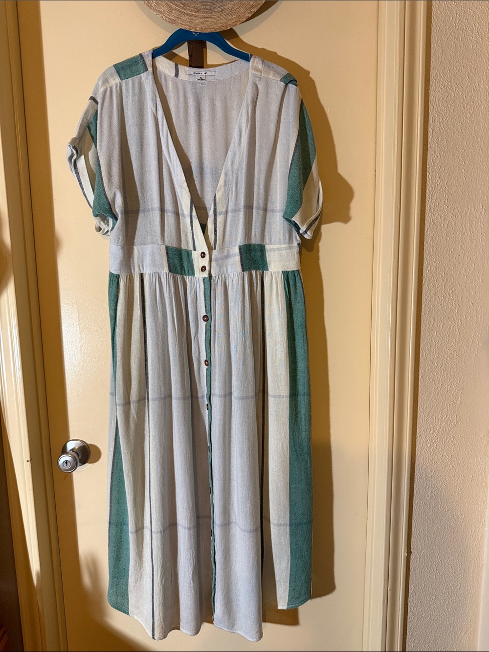 Dress - O’Neill - Light Blue Multi Stripe Button-Up Midi - SZ XL - Cotton Blend - Picture 2 of 14